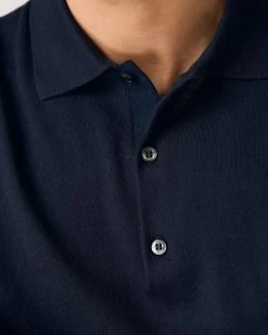 Men's Rock Polo Cotton Cashmere T-Shirt Navy Blue -Cozy Fashion Shop SS24 NPG109251 NVY 5