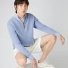Men's Diagonal Stripe Half Zip Cashmere Jumper Cornflower Blue 1 Men's Diagonal Stripe Half Zip Cashmere Jumper Cornflower Blue -Cozy Fashion Shop SS24 NPG109290 C34 1