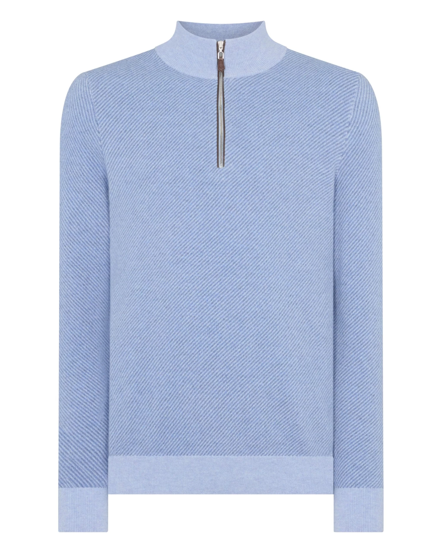 Men's Diagonal Stripe Half Zip Cashmere Jumper Cornflower Blue 4 Men's Diagonal Stripe Half Zip Cashmere Jumper Cornflower Blue - Image 2