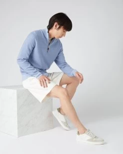 Men's Diagonal Stripe Half Zip Cashmere Jumper Cornflower Blue 10 Men's Diagonal Stripe Half Zip Cashmere Jumper Cornflower Blue -Cozy Fashion Shop SS24 NPG109290 C34 3