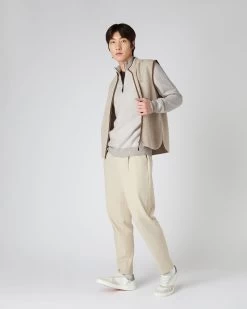 Men's Diagonal Stripe Half Zip Cashmere Jumper Sand Brown 13 Men's Diagonal Stripe Half Zip Cashmere Jumper Sand Brown -Cozy Fashion Shop SS24 NPG109290 SDN 3