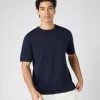 Men's Loose Fit Cotton Cashmere T-Shirt Navy Blue