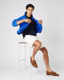 Men's Loose Fit Cotton Cashmere T-Shirt Navy Blue -Cozy Fashion Shop SS24 NPG109291 N08 3