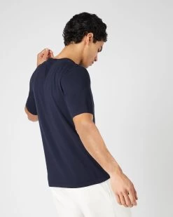 Men's Loose Fit Cotton Cashmere T-Shirt Navy Blue -Cozy Fashion Shop SS24 NPG109291 N08 4