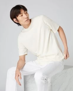 Men's Loose Fit Cotton Cashmere T-Shirt New Ivory White