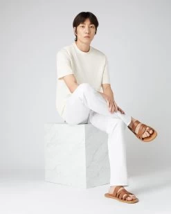 Men's Loose Fit Cotton Cashmere T-Shirt New Ivory White -Cozy Fashion Shop SS24 NPG109291 N37 3