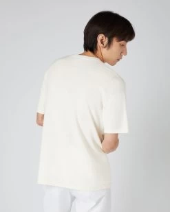 Men's Loose Fit Cotton Cashmere T-Shirt New Ivory White -Cozy Fashion Shop SS24 NPG109291 N37 4