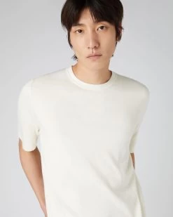 Men's Loose Fit Cotton Cashmere T-Shirt New Ivory White -Cozy Fashion Shop SS24 NPG109291 N37 5