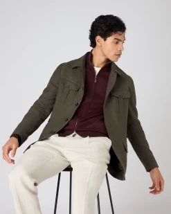 Men's Casablanca Linen Jacket Khaki Green -Cozy Fashion Shop SS24 NPG109358 KHA 5