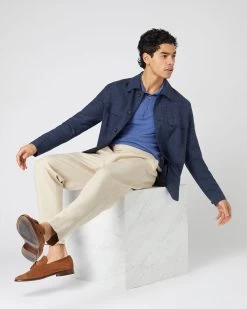 Men's Scala Silk Blend Overshirt Blue -Cozy Fashion Shop SS24 NPG109361 BLU 3