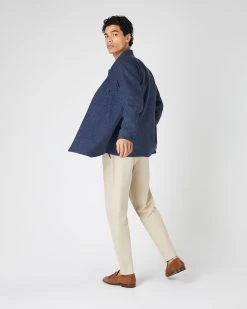 Men's Scala Silk Blend Overshirt Blue -Cozy Fashion Shop SS24 NPG109361 BLU 4