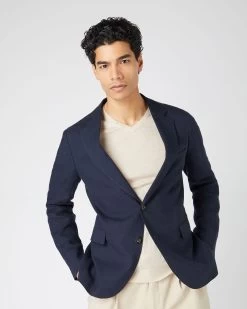 Men's Amalfi Linen Jacket Navy Blue