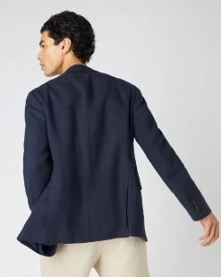 Men's Amalfi Linen Jacket Navy Blue -Cozy Fashion Shop SS24 NPG109362 NVY 4