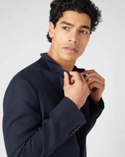 Men's Amalfi Linen Jacket Navy Blue -Cozy Fashion Shop SS24 NPG109362 NVY 5