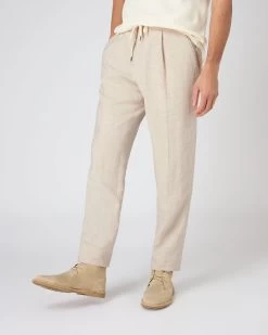 Men's Sorrento Linen Drawstring Trouser Sand Brown