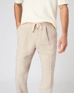 Men's Sorrento Linen Drawstring Trouser Sand Brown -Cozy Fashion Shop SS24 NPG109363 OTM 5