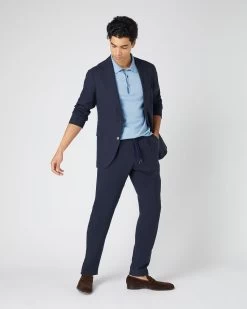 Men's Sorrento Linen Drawstring Trouser Navy Blue 12 Men's Sorrento Linen Drawstring Trouser Navy Blue -Cozy Fashion Shop SS24 NPG109363 NVY 3