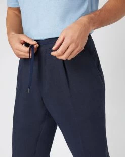 Men's Sorrento Linen Drawstring Trouser Navy Blue 14 Men's Sorrento Linen Drawstring Trouser Navy Blue -Cozy Fashion Shop SS24 NPG109363 NVY 5