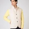 Men's Seville Linen Gilet Beige Brown