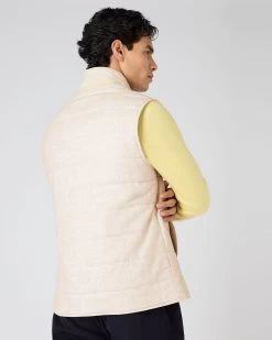 Men's Seville Linen Gilet Beige Brown -Cozy Fashion Shop SS24 NPG109364 BGE 4