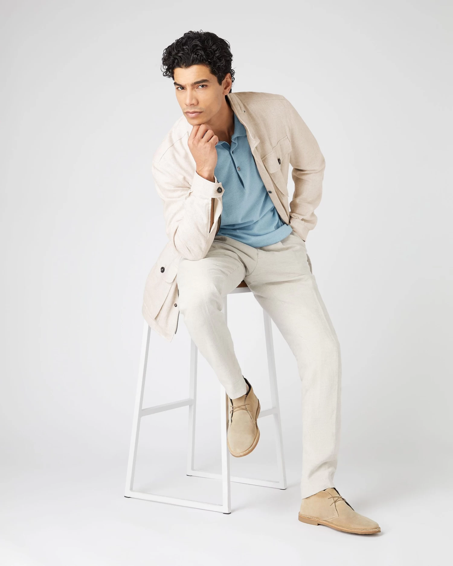 Men's Hampton Linen Jacket Beige Brown 5 Men's Hampton Linen Jacket Beige Brown - Image 3