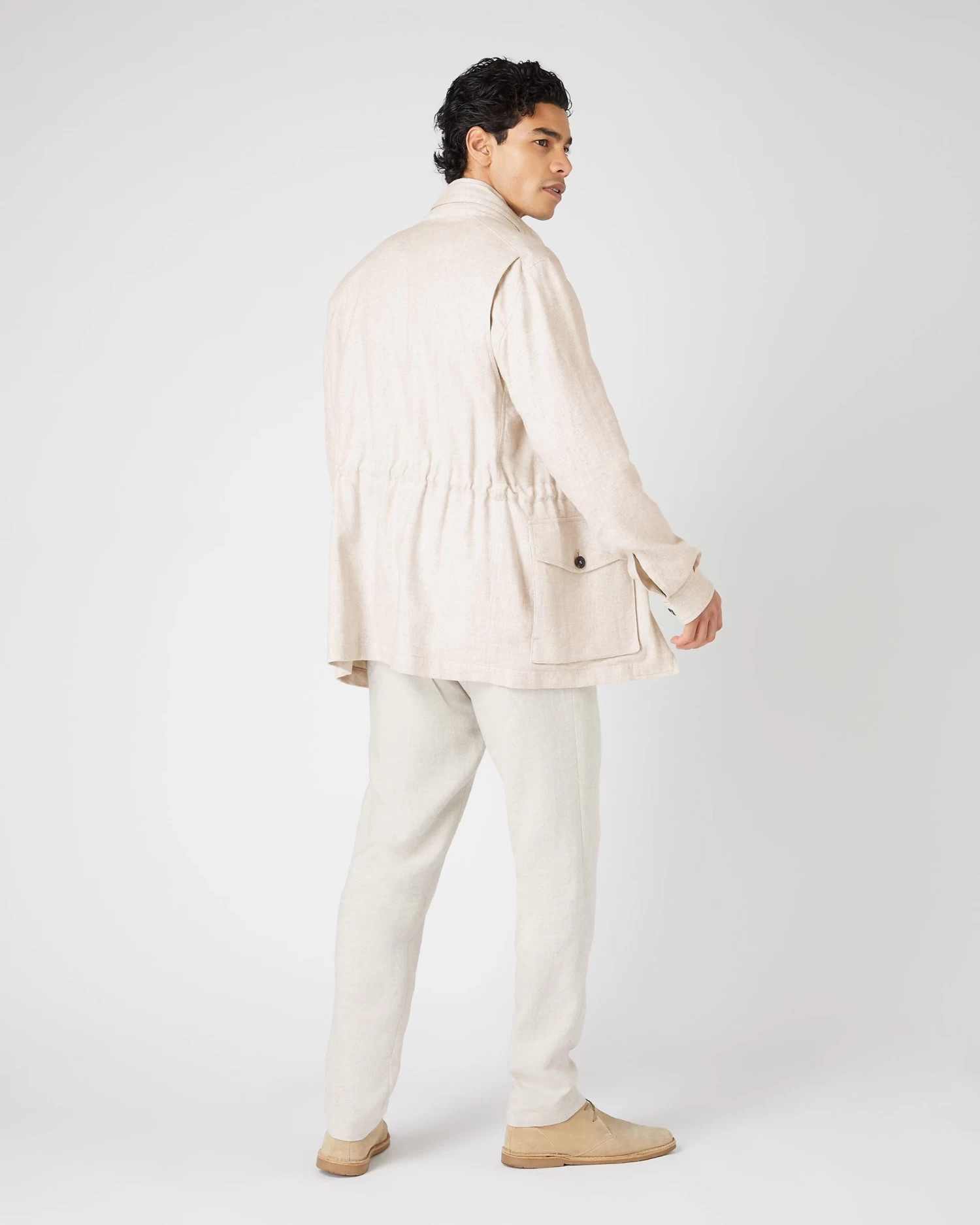 Men's Hampton Linen Jacket Beige Brown 6 Men's Hampton Linen Jacket Beige Brown - Image 4