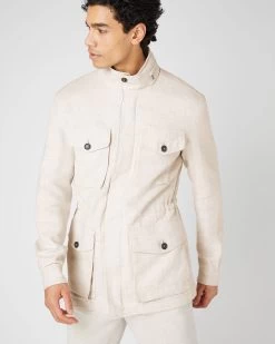 Men's Hampton Linen Jacket Beige Brown 15 Men's Hampton Linen Jacket Beige Brown -Cozy Fashion Shop SS24 NPG109365 BGE 5