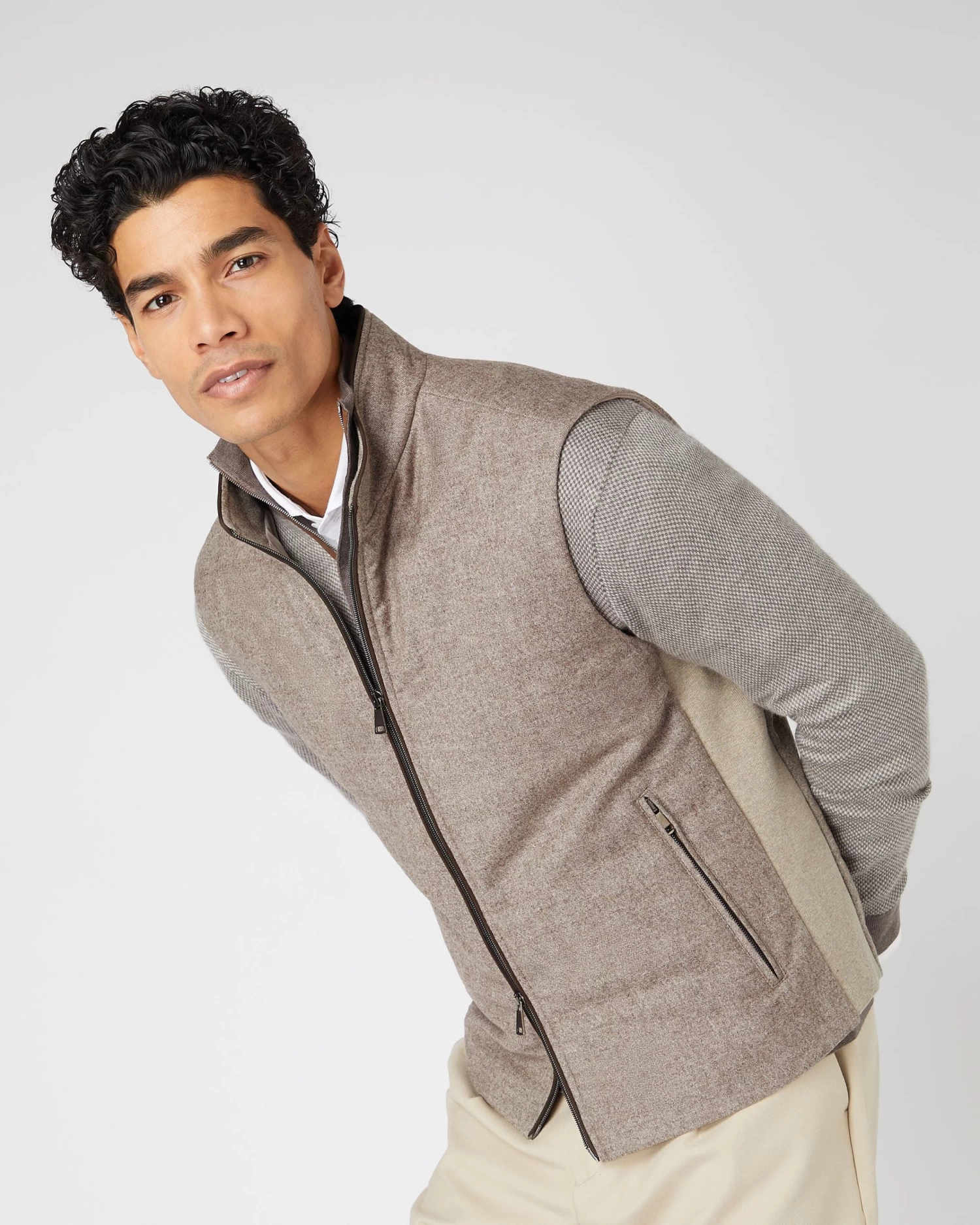 Men's Belgravia Wool Blend Gilet Brown 3 Men's Belgravia Wool Blend Gilet Brown