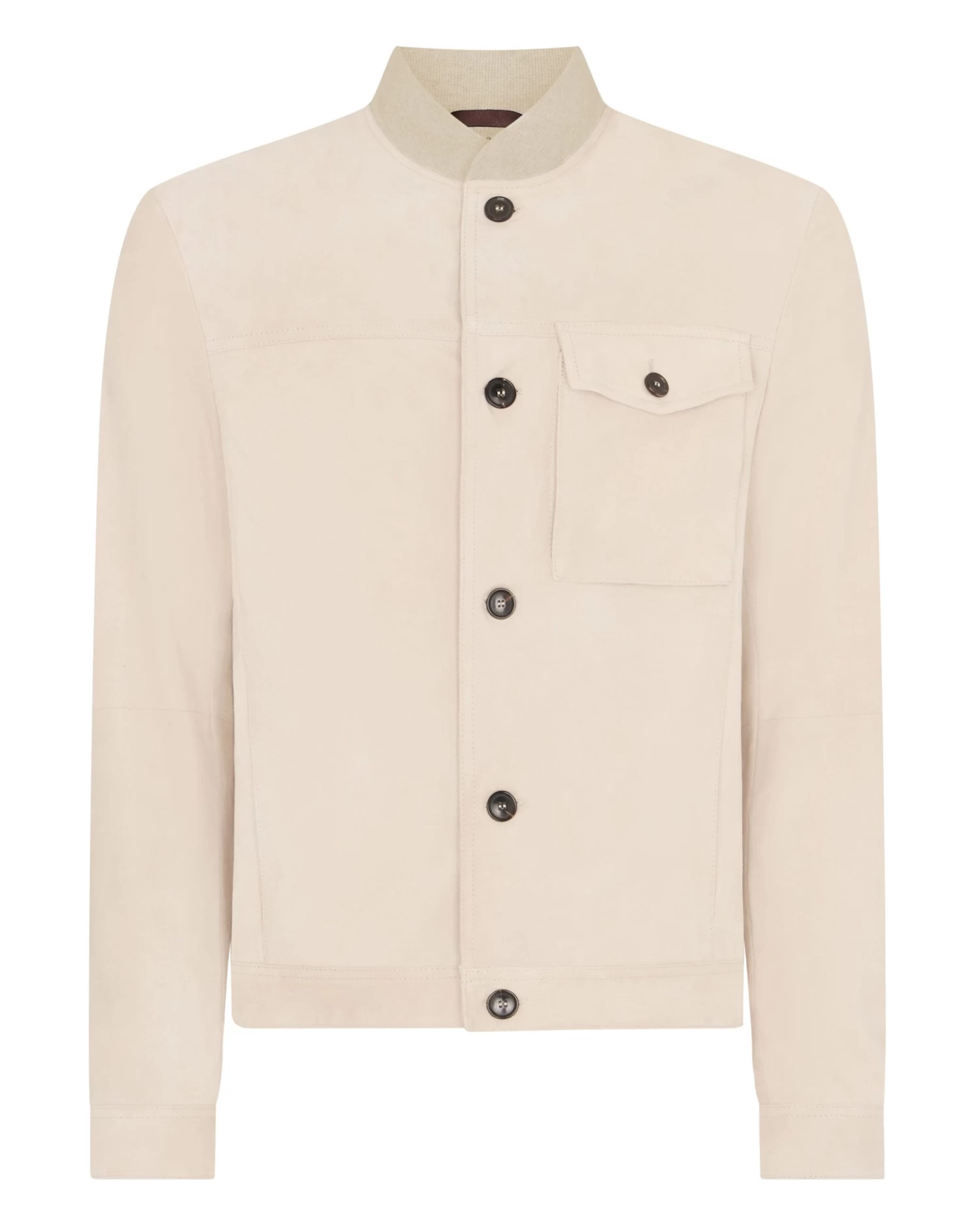 Men's Suede Bomber Jacket Beige Brown 4 Men's Suede Bomber Jacket Beige Brown - Image 2