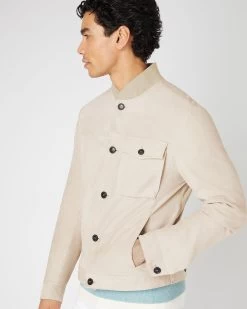 Men's Suede Bomber Jacket Beige Brown 12 Men's Suede Bomber Jacket Beige Brown -Cozy Fashion Shop SS24 NPG109367 BGE 5