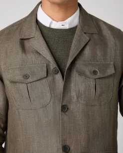 Men's Linen Jacket Khaki Green -Cozy Fashion Shop SS24 NPG109492 OLI 5