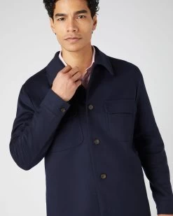 Men's Scala Cashmere Overshirt Navy Blue PRE-ORDER -Cozy Fashion Shop SS24 NPG109493 NVY 5