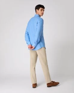 Men's Cannes Linen Shirt Blue 12 Men's Cannes Linen Shirt Blue -Cozy Fashion Shop SS24 NPG109594 BLU 4