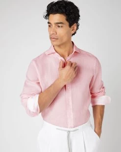 Men's Cannes Linen Shirt Pink -Cozy Fashion Shop SS24 NPG109594 FLP 5
