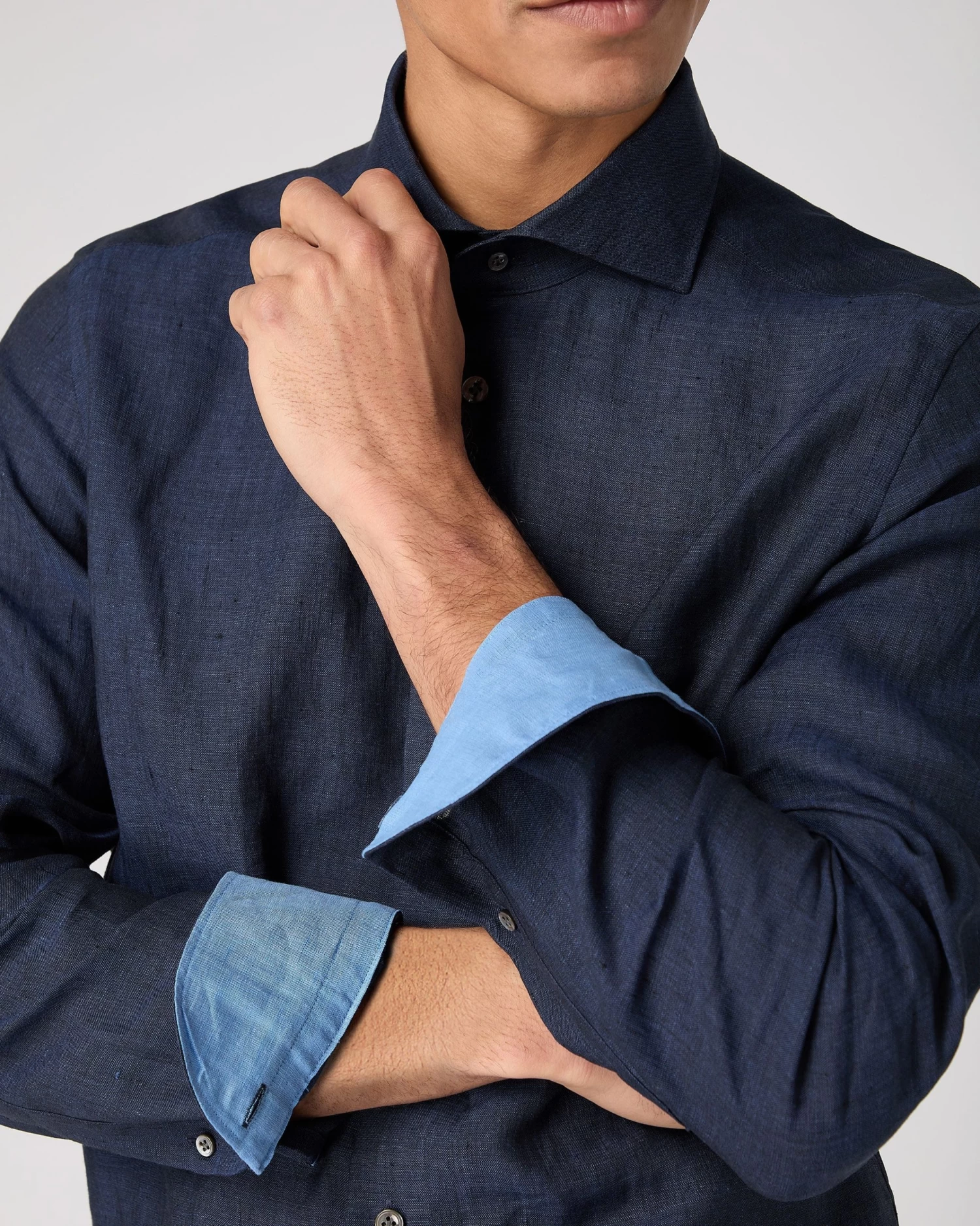 Men's Cannes Linen Shirt Navy Blue 7 Men's Cannes Linen Shirt Navy Blue - Image 5