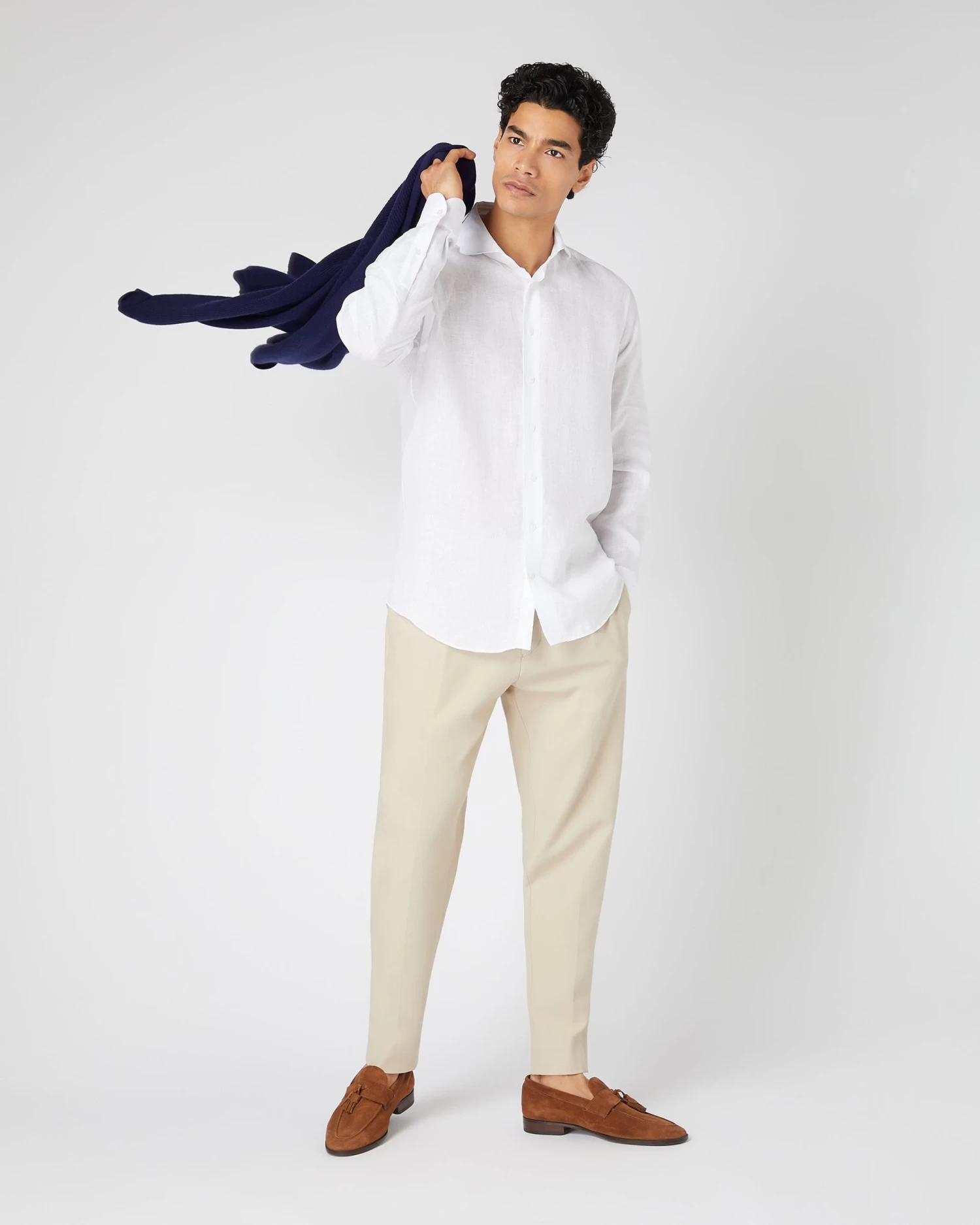 Men's Cannes Linen Shirt White 5 Men's Cannes Linen Shirt White - Image 3