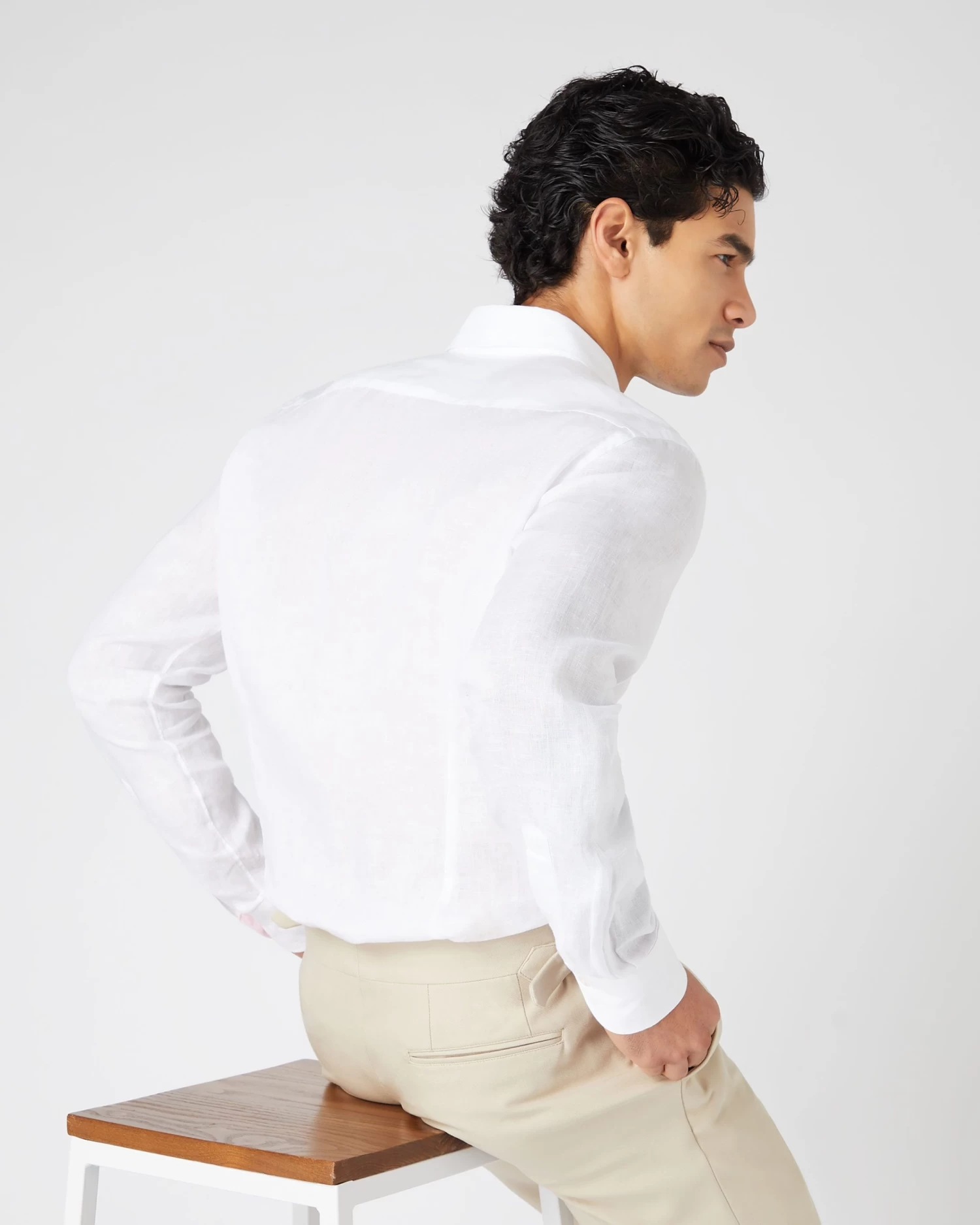 Men's Cannes Linen Shirt White 6 Men's Cannes Linen Shirt White - Image 4