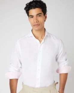Men's Cannes Linen Shirt White 11 Men's Cannes Linen Shirt White -Cozy Fashion Shop SS24 NPG109594 WHT 5