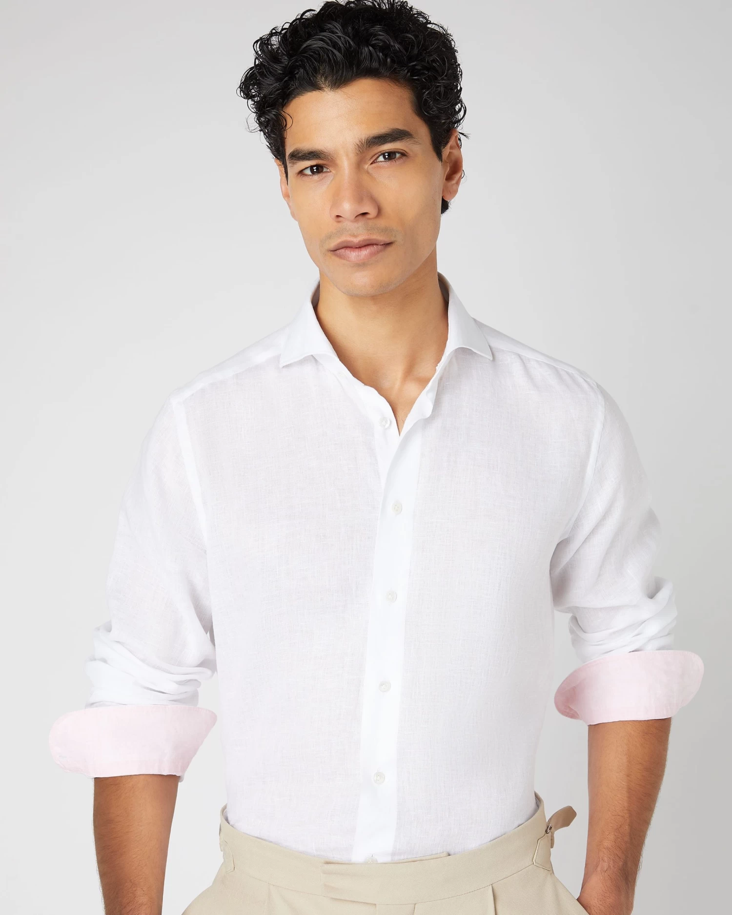 Men's Cannes Linen Shirt White 7 Men's Cannes Linen Shirt White - Image 5