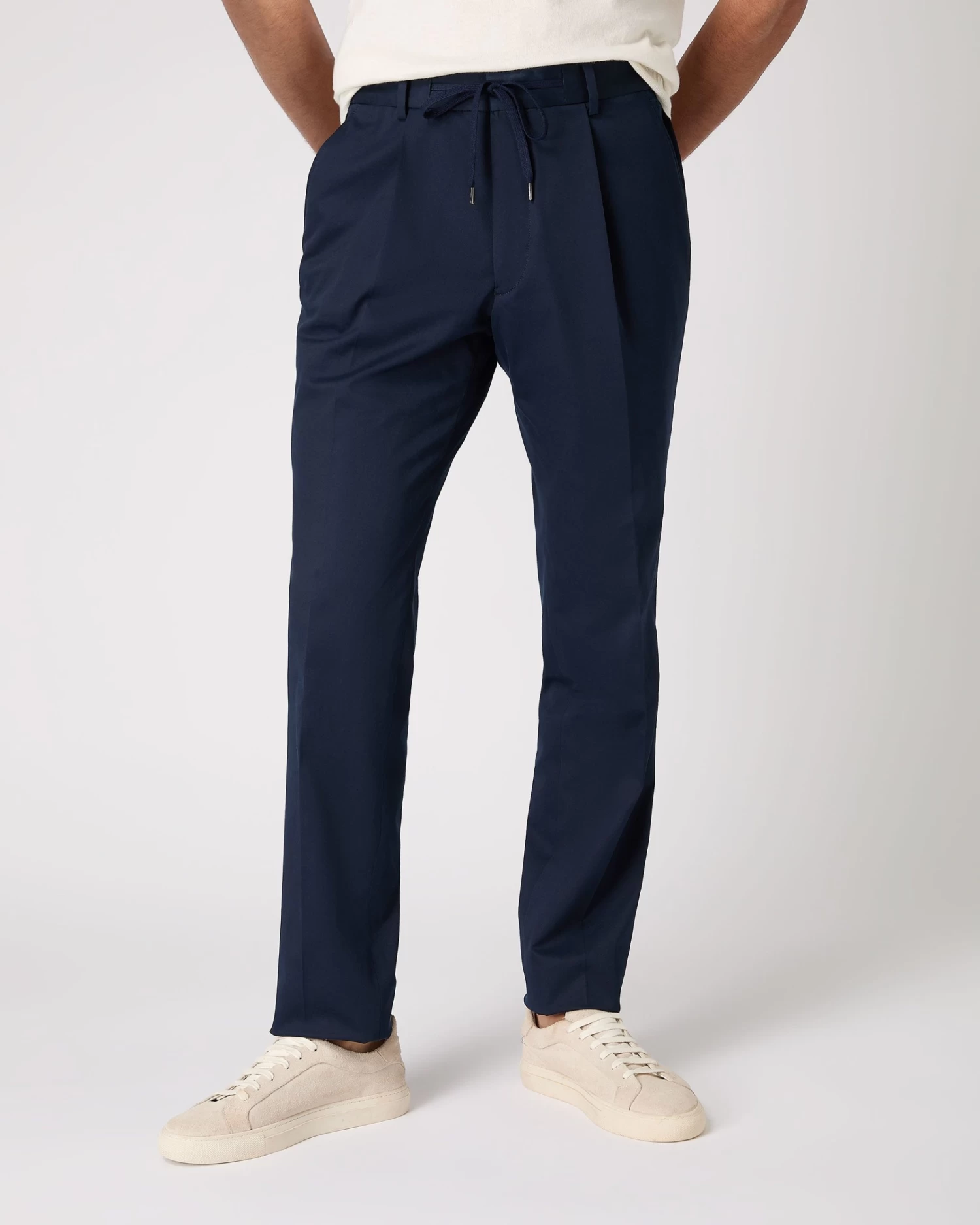 Men's Sorrento Cotton Cashmere Drawstring Trouser Navy Blue 3 Men's Sorrento Cotton Cashmere Drawstring Trouser Navy Blue