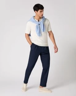 Men's Sorrento Cotton Cashmere Drawstring Trouser Navy Blue 9 Men's Sorrento Cotton Cashmere Drawstring Trouser Navy Blue -Cozy Fashion Shop SS24 NPG109598 NVY 3