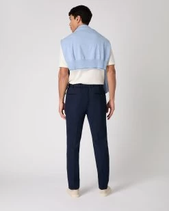 Men's Sorrento Cotton Cashmere Drawstring Trouser Navy Blue 10 Men's Sorrento Cotton Cashmere Drawstring Trouser Navy Blue -Cozy Fashion Shop SS24 NPG109598 NVY 4