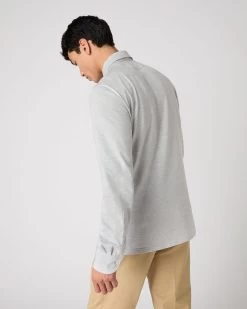 Men's Antibes Cotton Cashmere Polo Shirt Light Grey -Cozy Fashion Shop SS24 NPG109606 LIG 4
