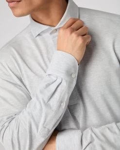 Men's Antibes Cotton Cashmere Polo Shirt Light Grey -Cozy Fashion Shop SS24 NPG109606 LIG 5