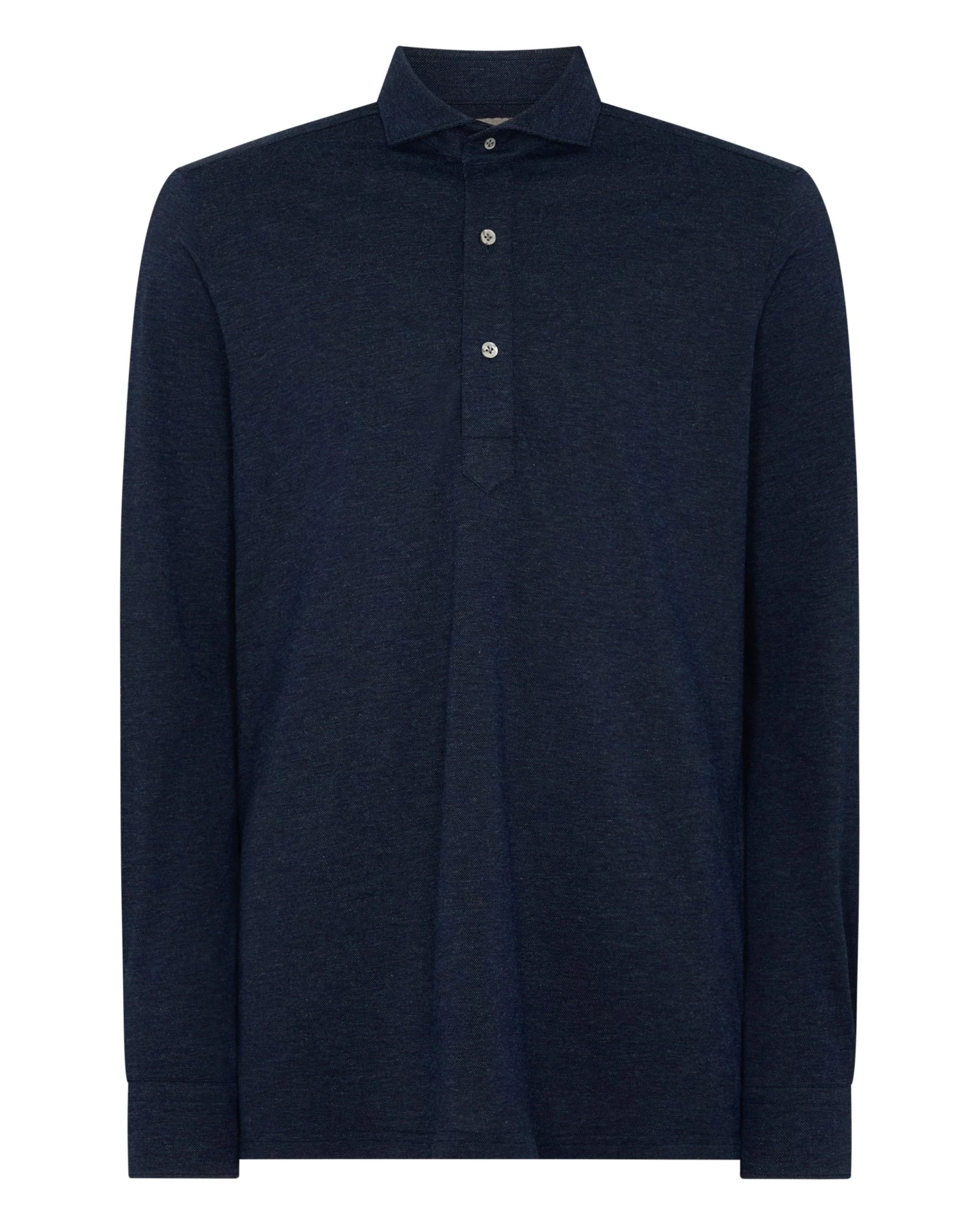 Men's Antibes Cotton Cashmere Polo Shirt Navy Blue 4 Men's Antibes Cotton Cashmere Polo Shirt Navy Blue - Image 2