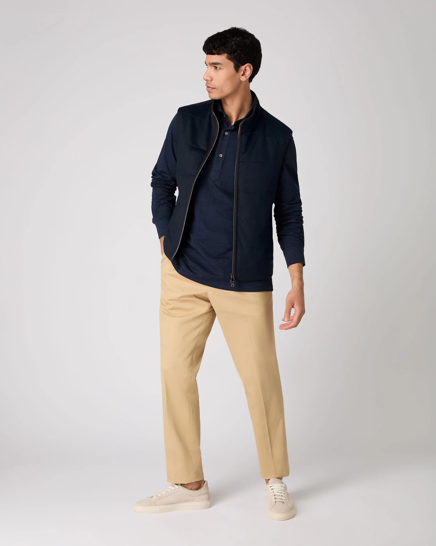 Men's Antibes Cotton Cashmere Polo Shirt Navy Blue 5 Men's Antibes Cotton Cashmere Polo Shirt Navy Blue - Image 3