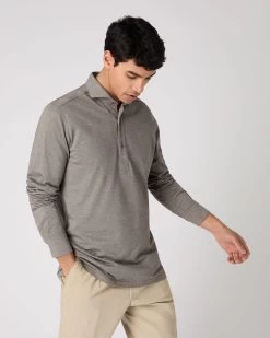 Men's Antibes Cotton Cashmere Polo Shirt Taupe Brown