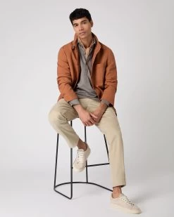 Men's Antibes Cotton Cashmere Polo Shirt Taupe Brown -Cozy Fashion Shop SS24 NPG109606 TAU 3