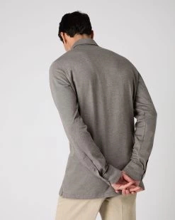 Men's Antibes Cotton Cashmere Polo Shirt Taupe Brown -Cozy Fashion Shop SS24 NPG109606 TAU 4