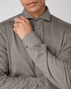 Men's Antibes Cotton Cashmere Polo Shirt Taupe Brown -Cozy Fashion Shop SS24 NPG109606 TAU 5